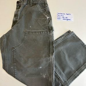 Carhartt Men's Moss Green Duck Double Front Work Pants - Dungaree Fit - Sz 38x34